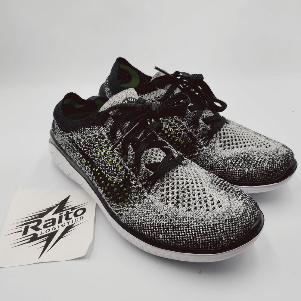 Womens Size 6.5 Nike Running Sneakers Free RN Flyknit 2018 Oreo Black 942839-101